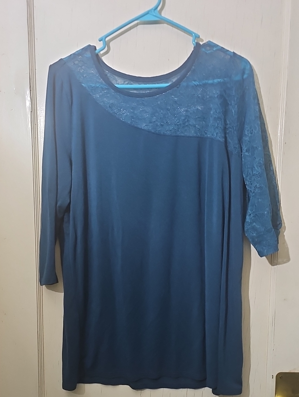 Women’s Blue Lace Yoke Long Sleeve Top - Torrid Sz 2